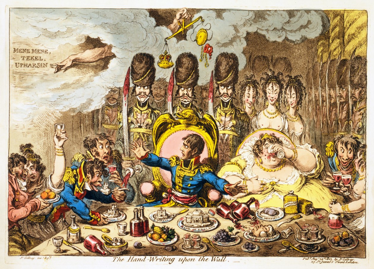 The Hand-Writing upon the Wall by James Gillray