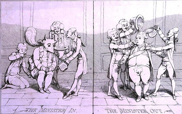The Minister In - The Minister Out by James Gillray