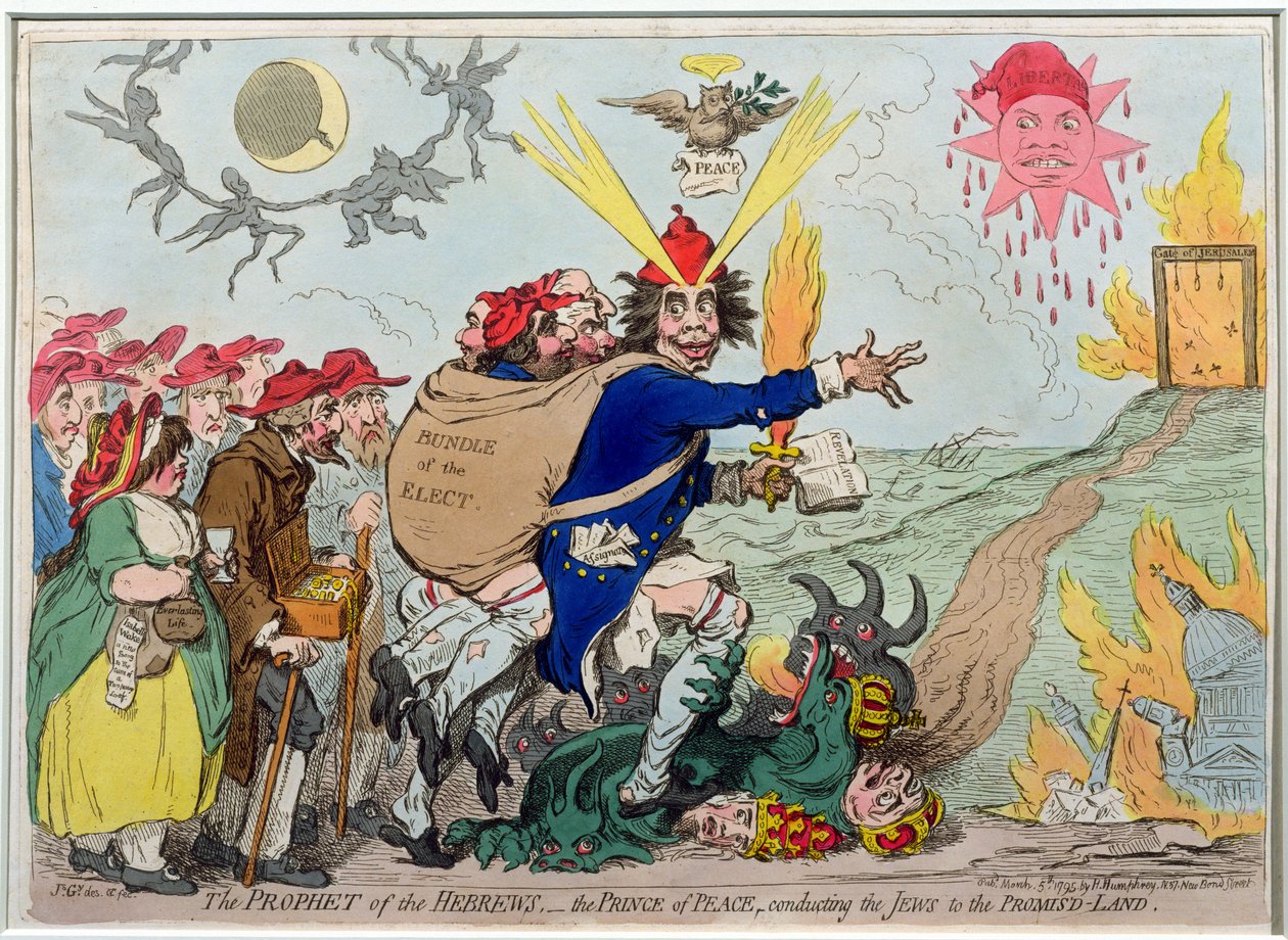 The Prophet of the Hebrews: the Prince of Peace conducting the Jews to the Promised Land by James Gillray