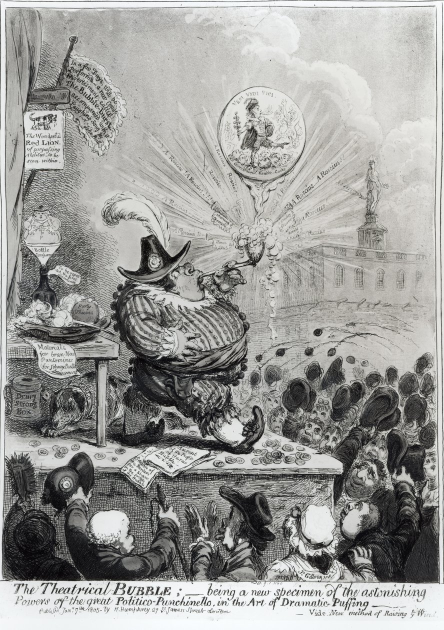 The Theatrical Bubble... published by Hannah Humphrey by James Gillray