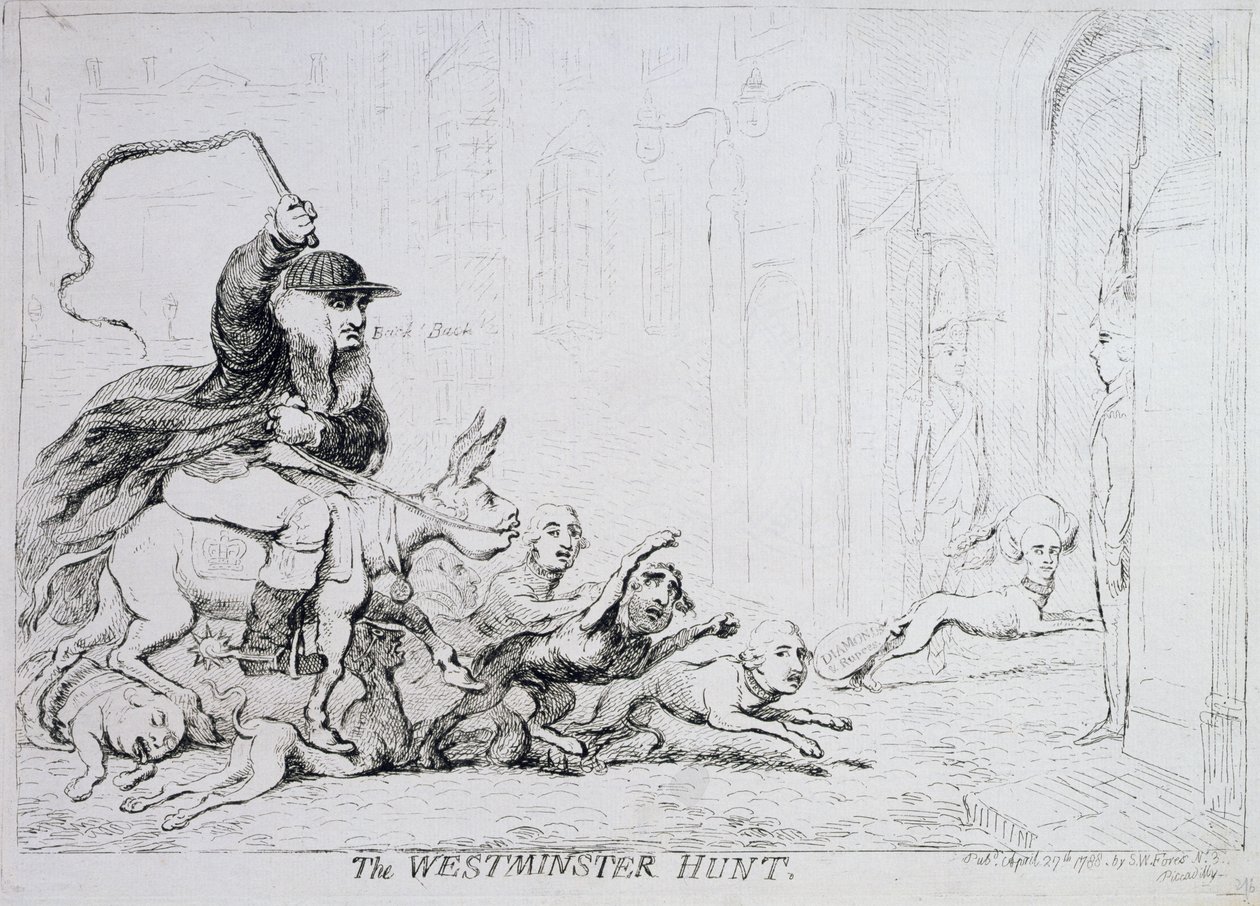 The Westminster Hunt, published by 1788 by James Gillray