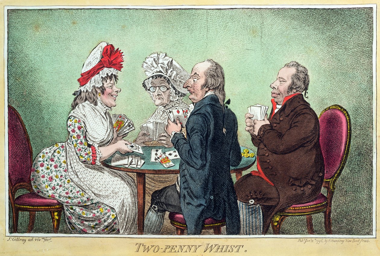Two-Penny Whist, published by Hannah Humphrey in 1796 by James Gillray
