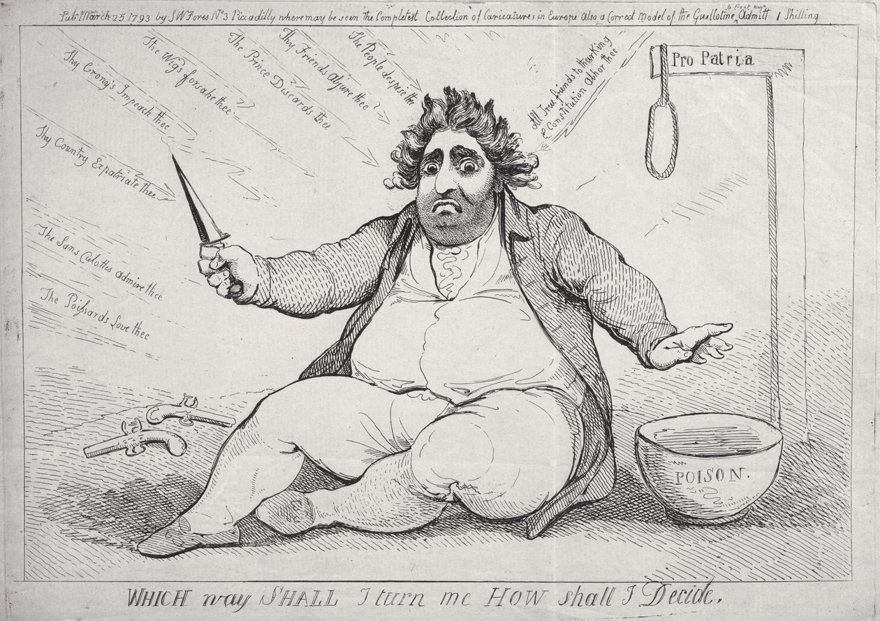 Which Way Shall I Turn Me, How Shall I Decide, Published by S.W. Fores in 1793 by James Gillray