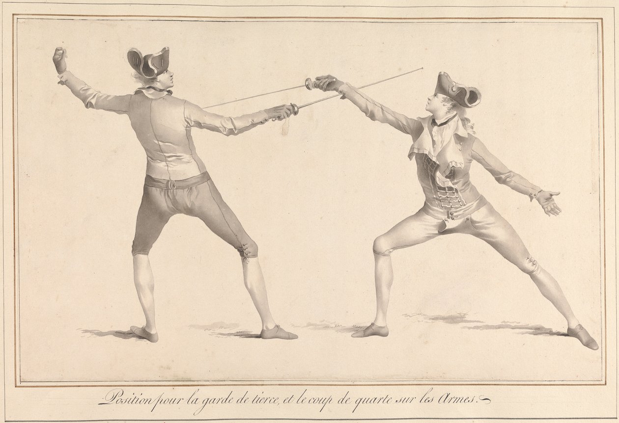 Position for Guard in Tierce, and the Quarte Strike on the Weapons by James Gwin