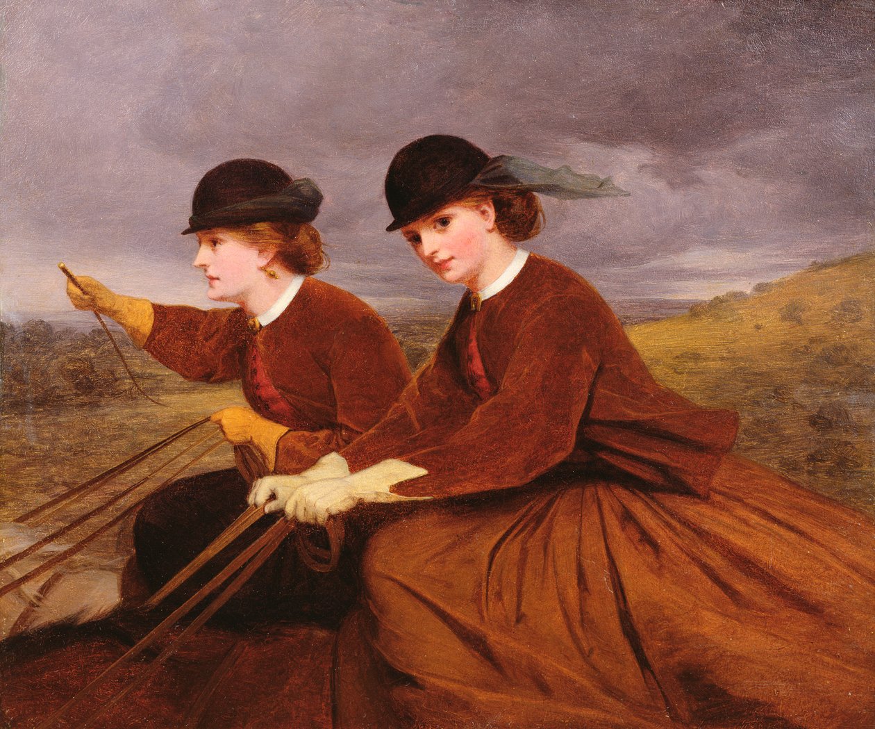 On the Downs - Two Ladies Riding Side-Saddle by James Hayllar