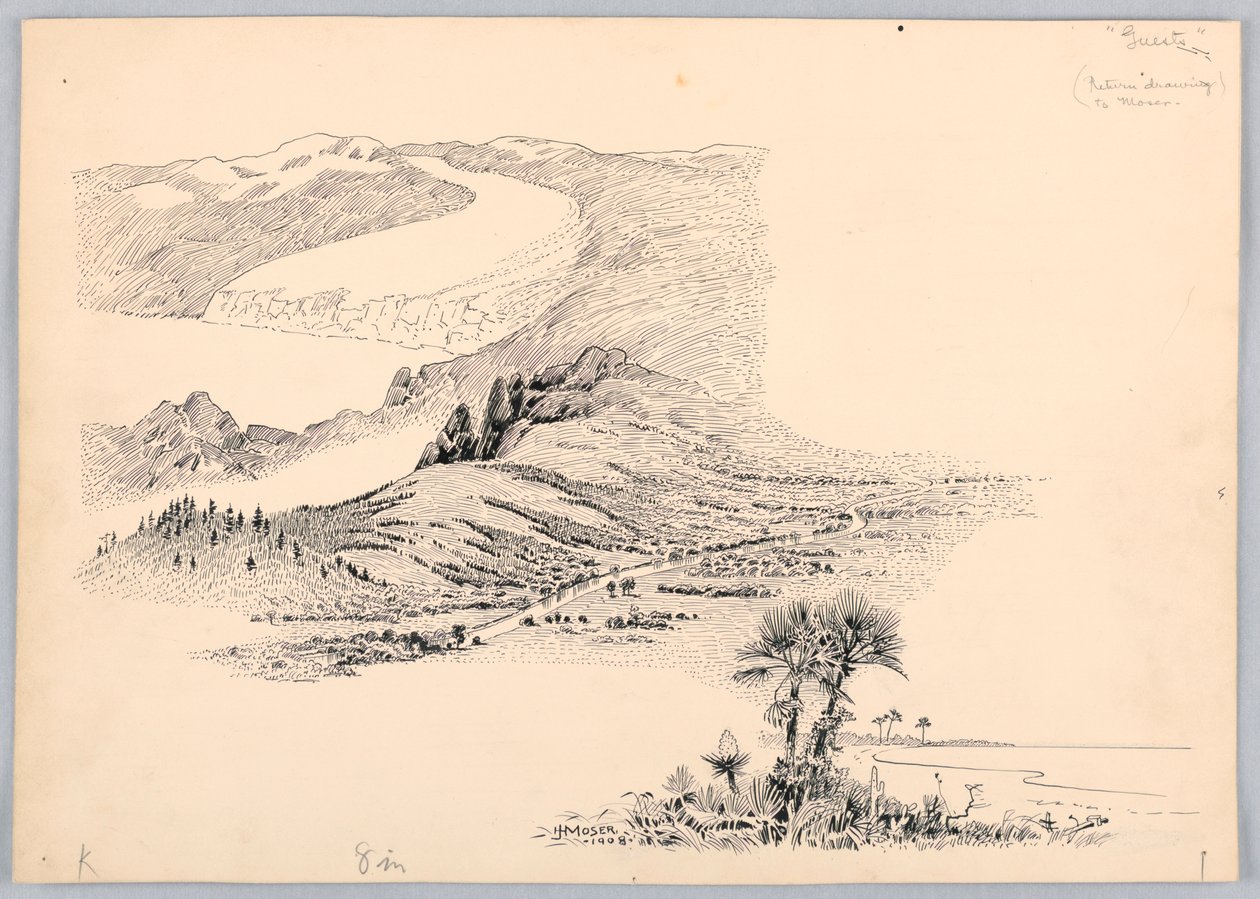 Three Landscapes, Design for Washington Board of Trade Dinner, May 13, 1908 by James Henry Moser