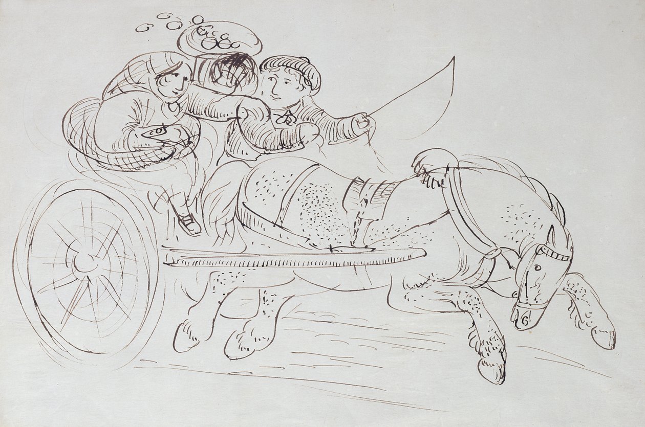 Couple in a Chariot Pulled by a Horse by James Howe