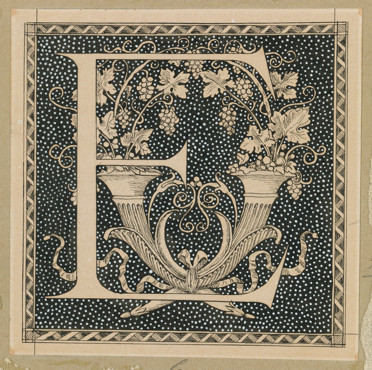 Capital Letter E, illustration from The Life of Our Lord Jesus Christ by James Jacques Joseph Tissot