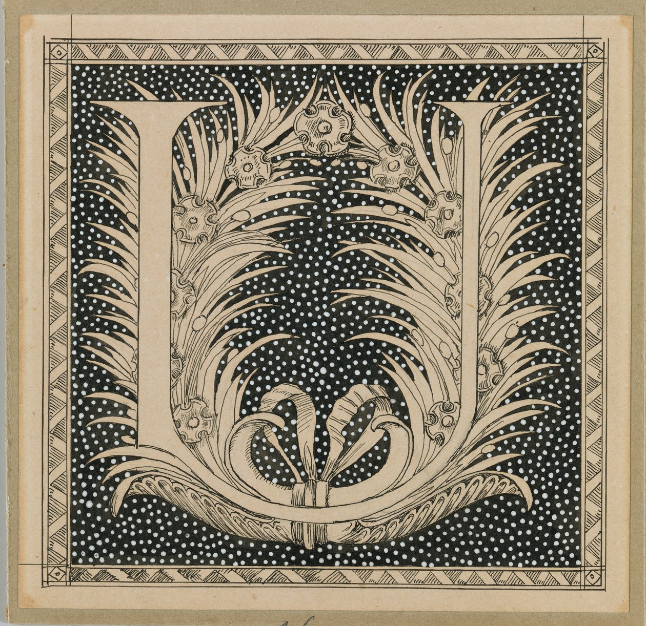 Capital Letter U, illustration from The Life of Our Lord Jesus Christ by James Jacques Joseph Tissot