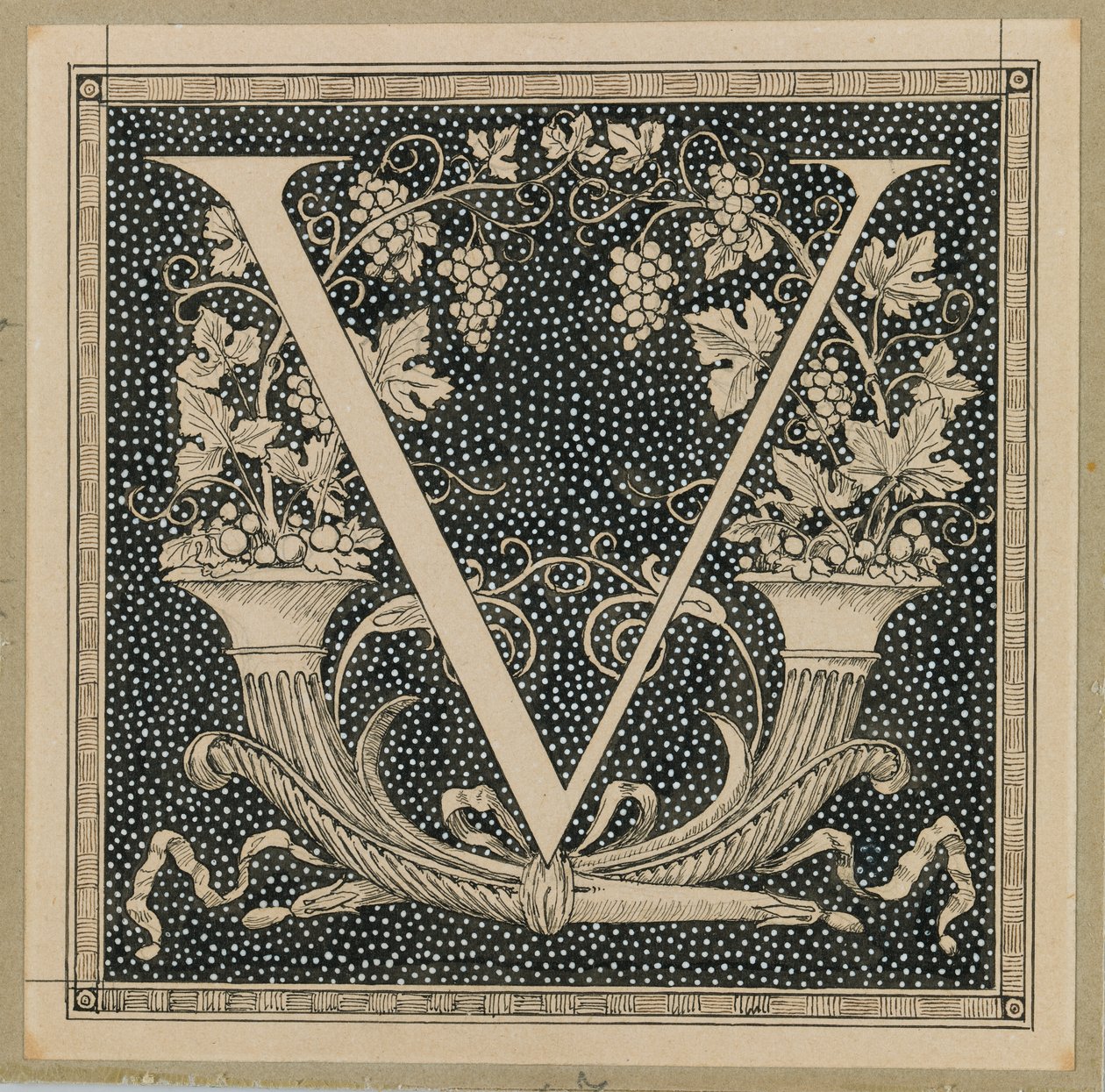 Capital Letter V, illustration from The Life of Our Lord Jesus Christ by James Jacques Joseph Tissot