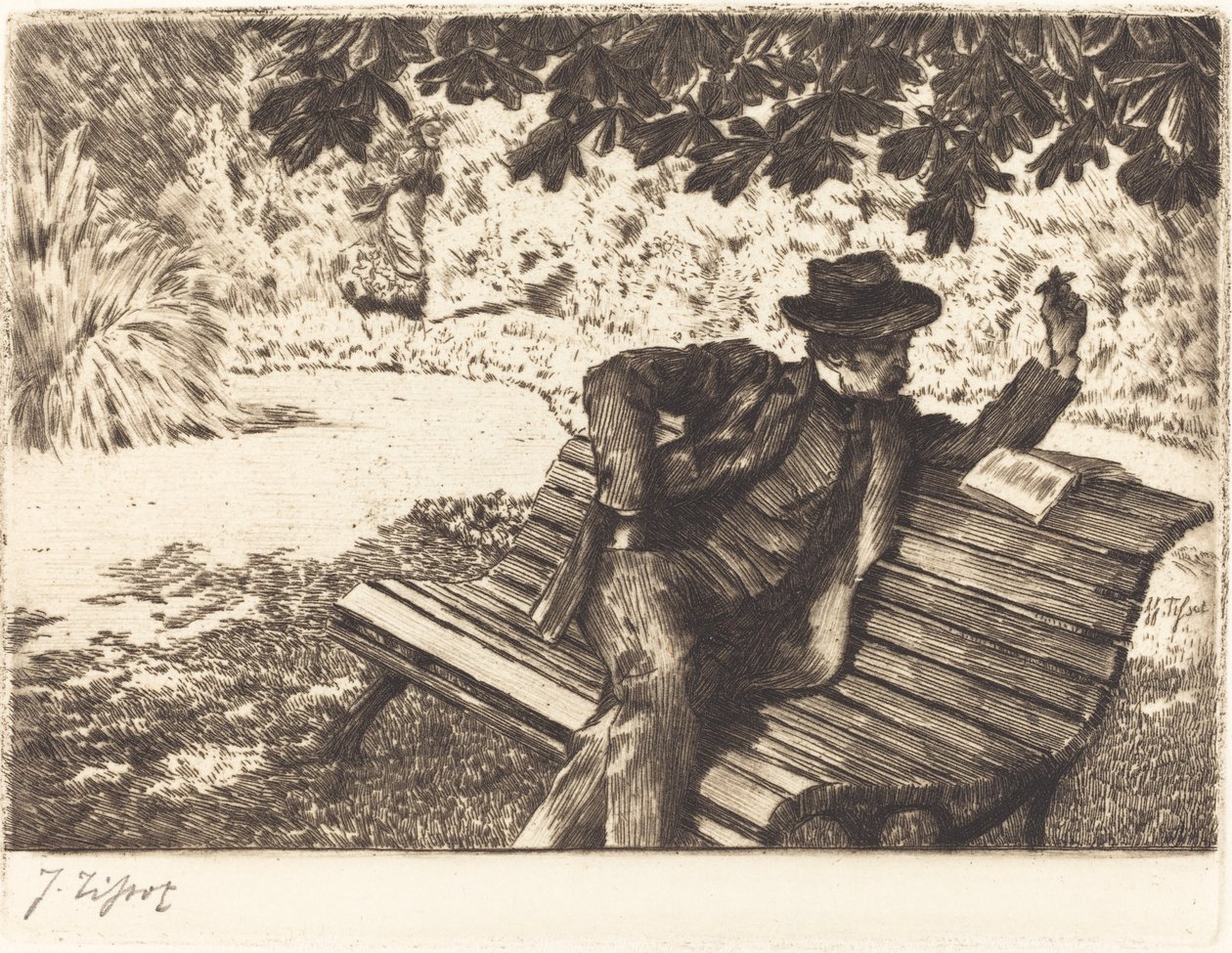 Denoisel Reading in the Garden by James Jacques Joseph Tissot