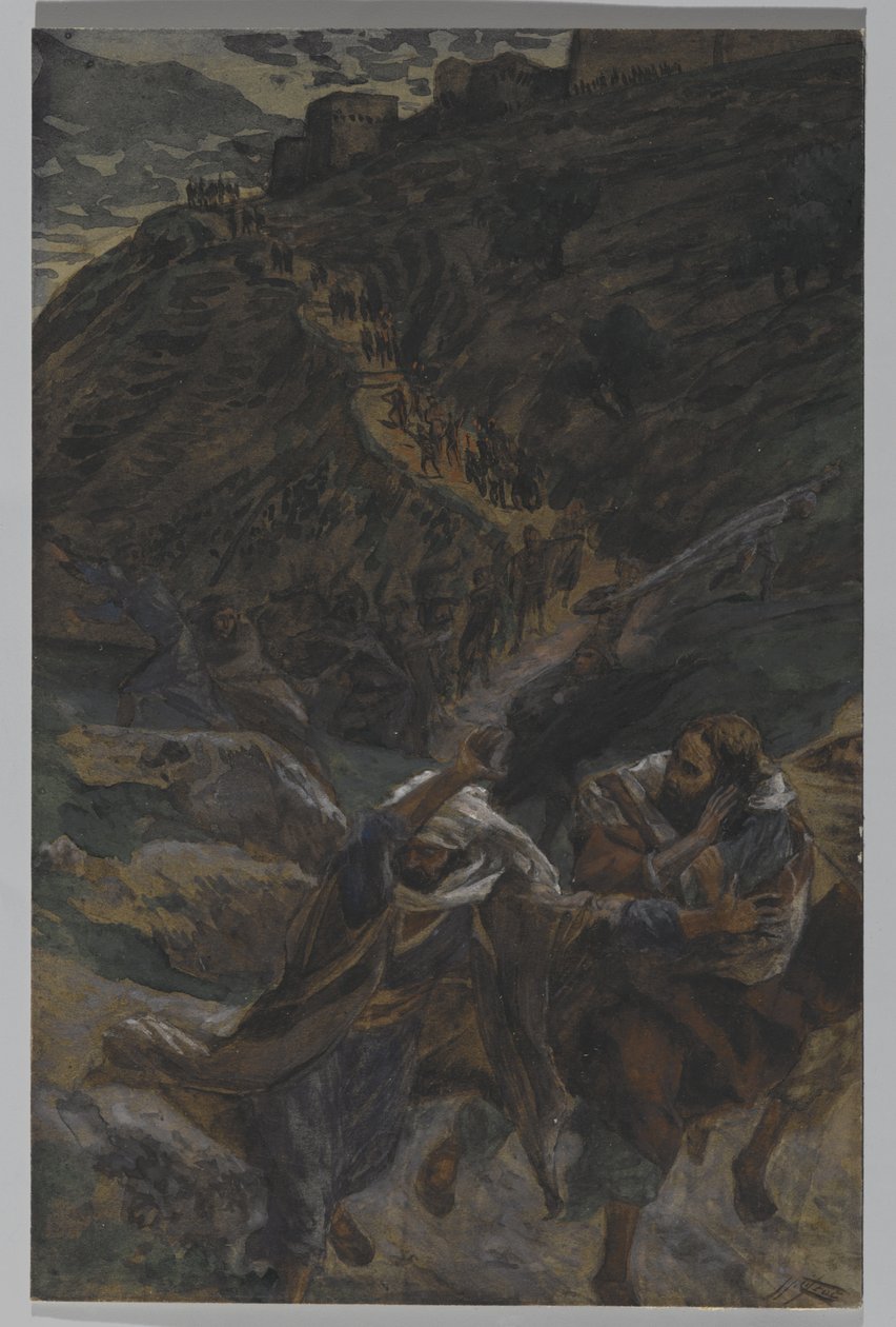 The Flight of the Apostles, illustration from The Life of Our Lord Jesus Christ by James Jacques Joseph Tissot