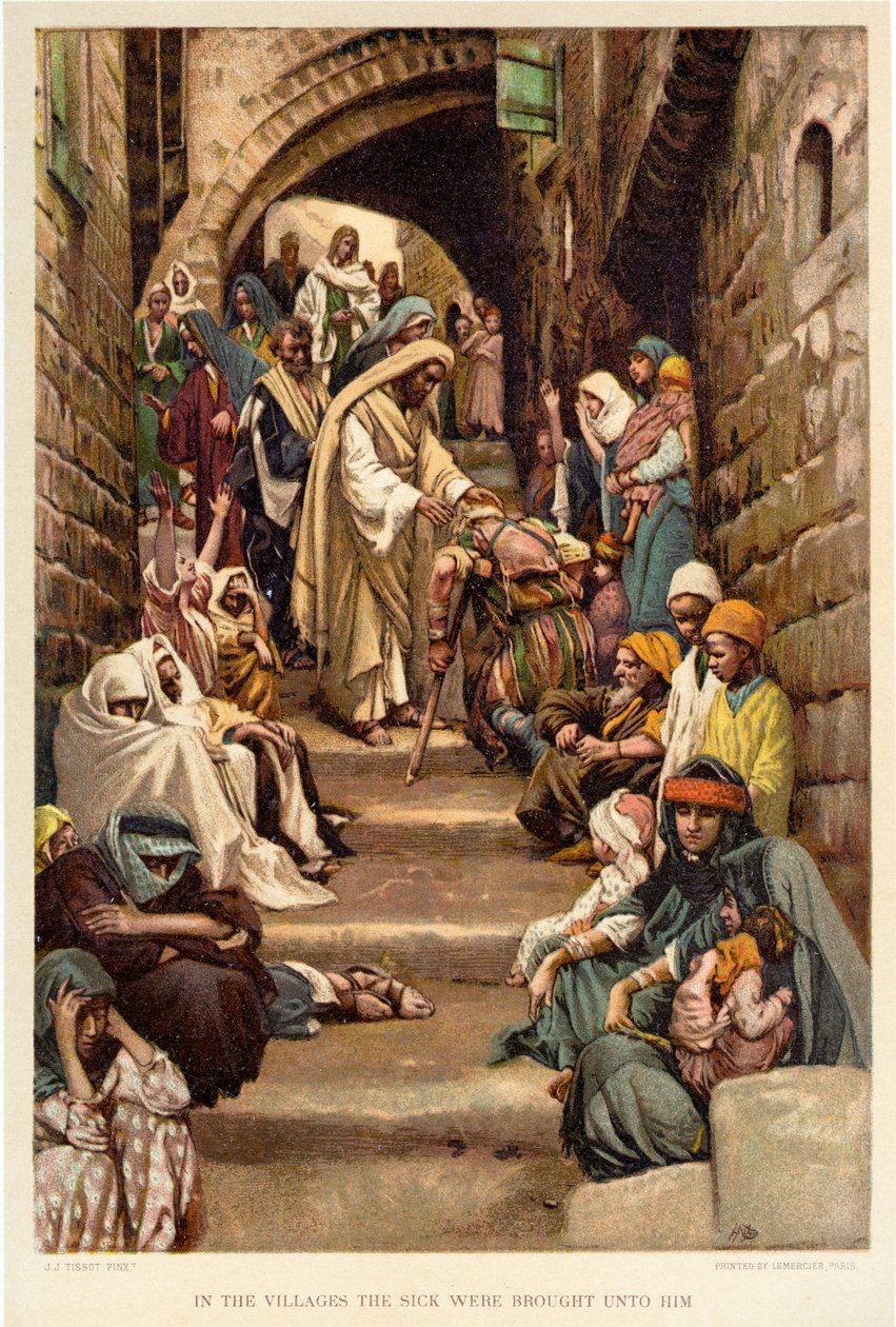 In the Villages the Sick were Brought unto Him by James Jacques Joseph after Tissot