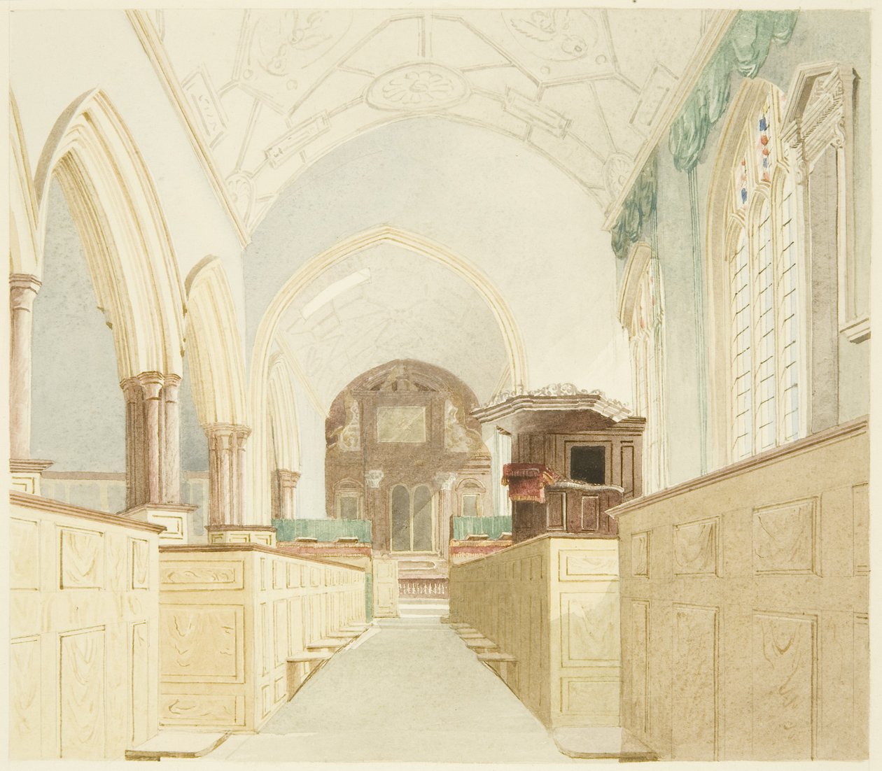 Interior of St Mary-le-Port Church by James Johnson
