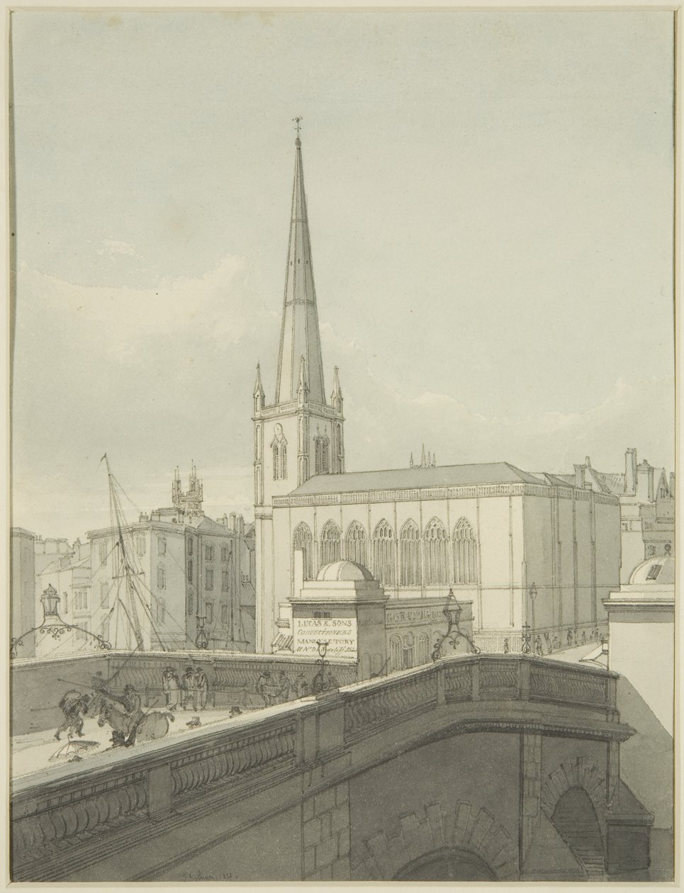 St Nicholas Church and part of Bristol Bridge by James Johnson