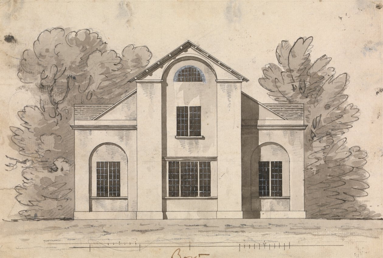 Preparatory Drawing for Design 1, Plate 1 of A Collection of Designs for Rural Retreats by James Malton