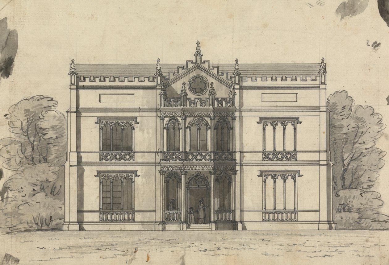 Preparatory Drawing for Design 21, Plate 19 of A Collection of Designs for Rural Retreats by James Malton