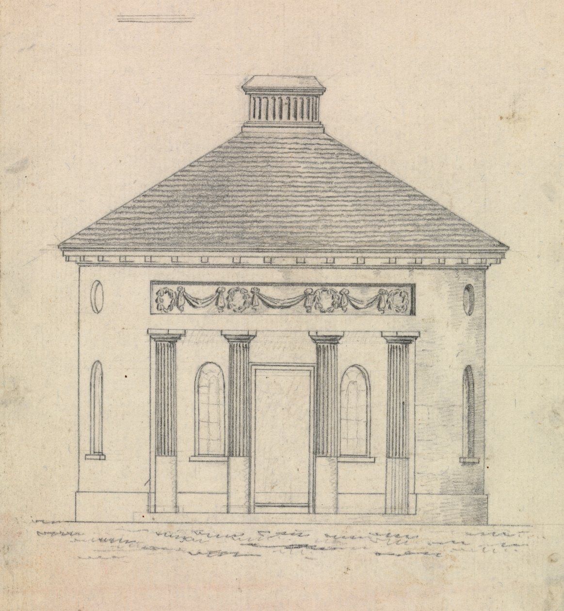Preparatory Drawing for Design 30, Plate 31 of A Collection of Designs for Rural Retreats by James Malton