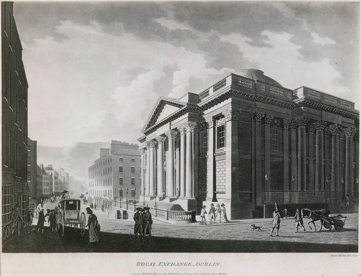 The Royal Exchange (now City Hall), Cork Hill, Dublin by James Malton