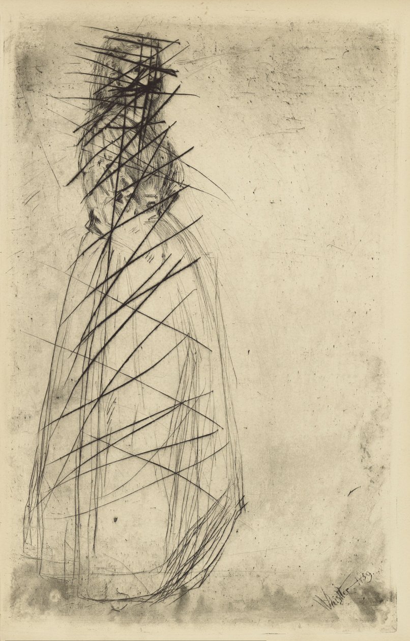 Impressions from cancelled plates by Whistler - Fumette Standing by James Abbott McNeill Whistler