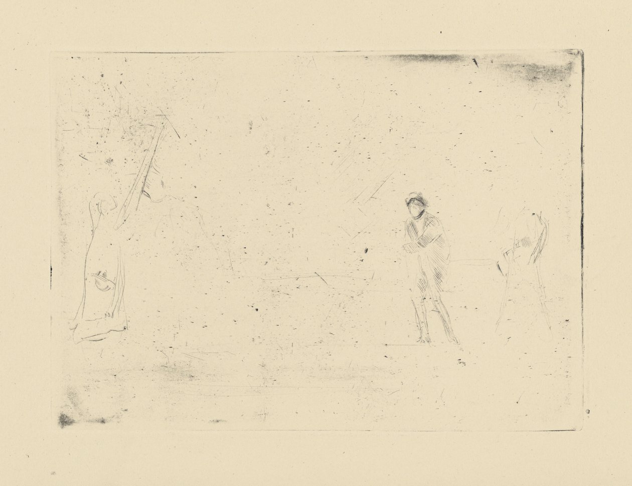 Impressions from cancelled plates by Whistler - Two Figures by James Abbott McNeill Whistler