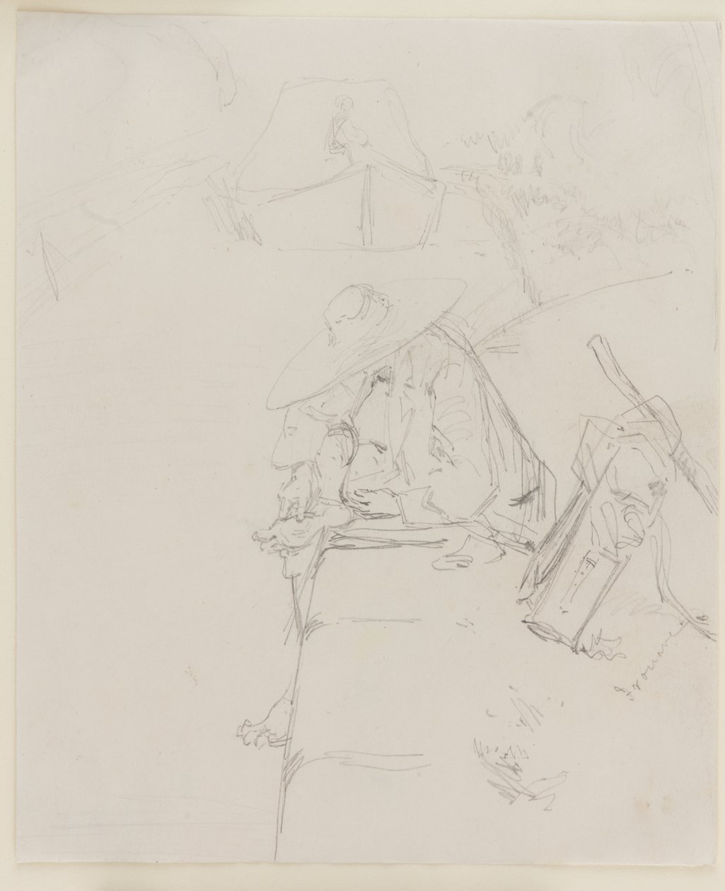 A Man Seated on the Edge of a Wall by James Abbott McNeill Whistler