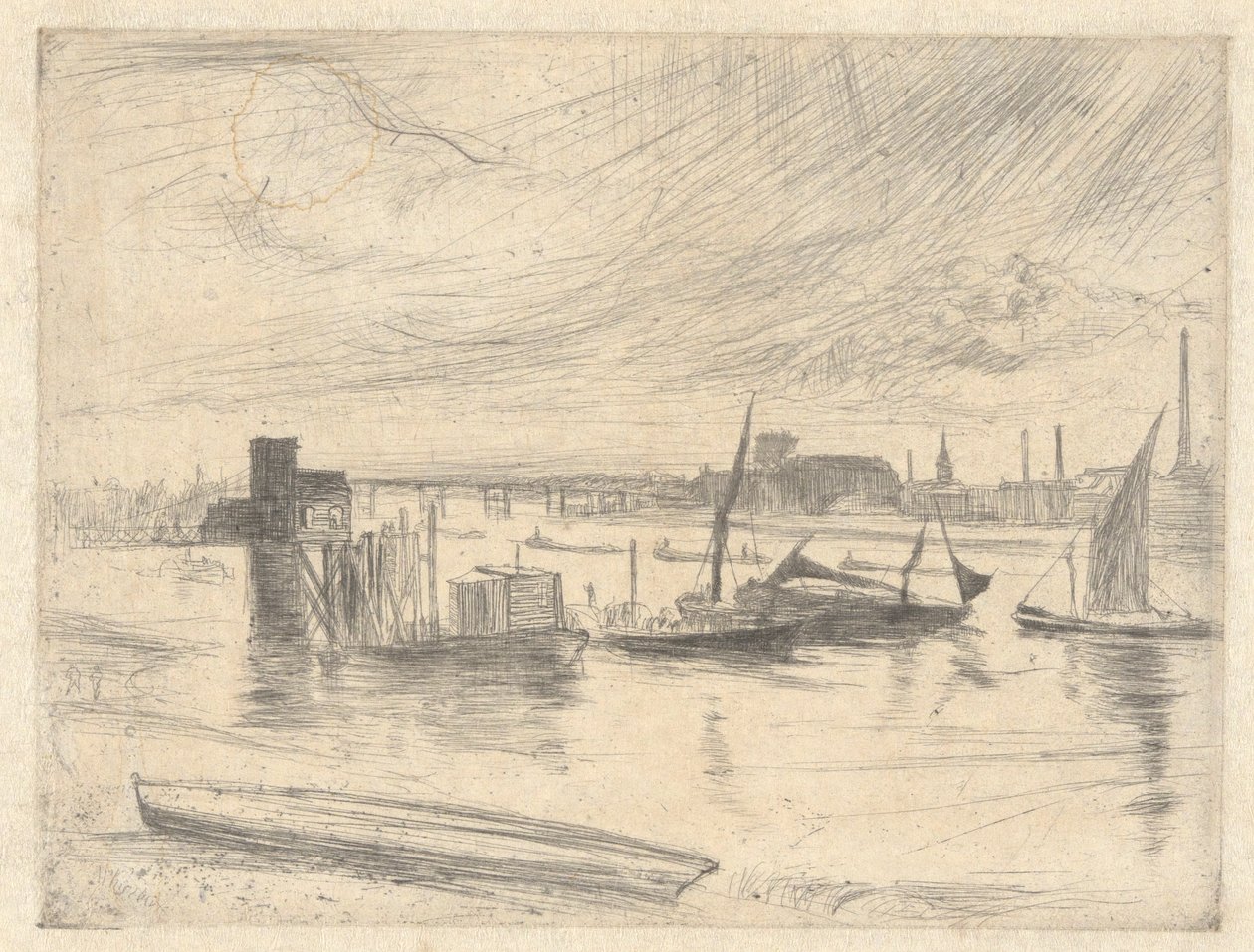 Battersea Dawn (Cadogan Pier), from the Thames Set (A Series of Sixteen Etchings of Scenes on the Thames and Other Subjects) by James Abbott McNeill Whistler