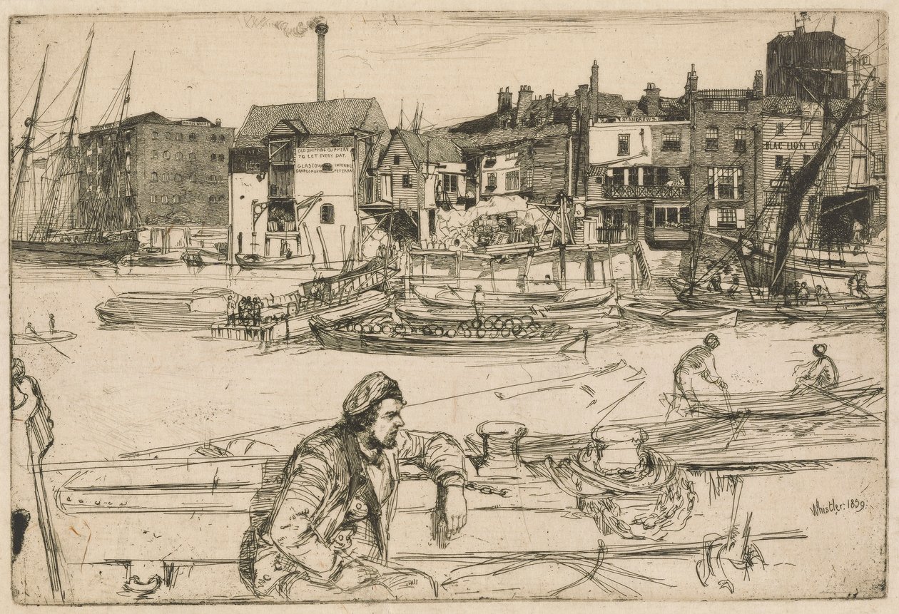 Black Lion Wharf, from the Thames Set by James Abbott McNeill Whistler
