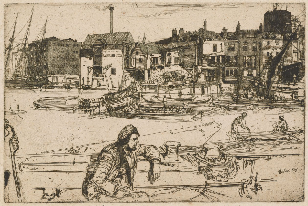 Black Lion Wharf, from the Thames Set (A Series of Sixteen Etchings of Scenes on the Thames and Other Subjects) by James McNeill Whistler