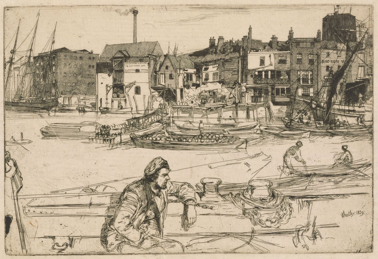 Black Lion Wharf, from the Thames Set (A Series of Sixteen Etchings of Scenes on the Thames and Other Subjects) by James McNeill Whistler