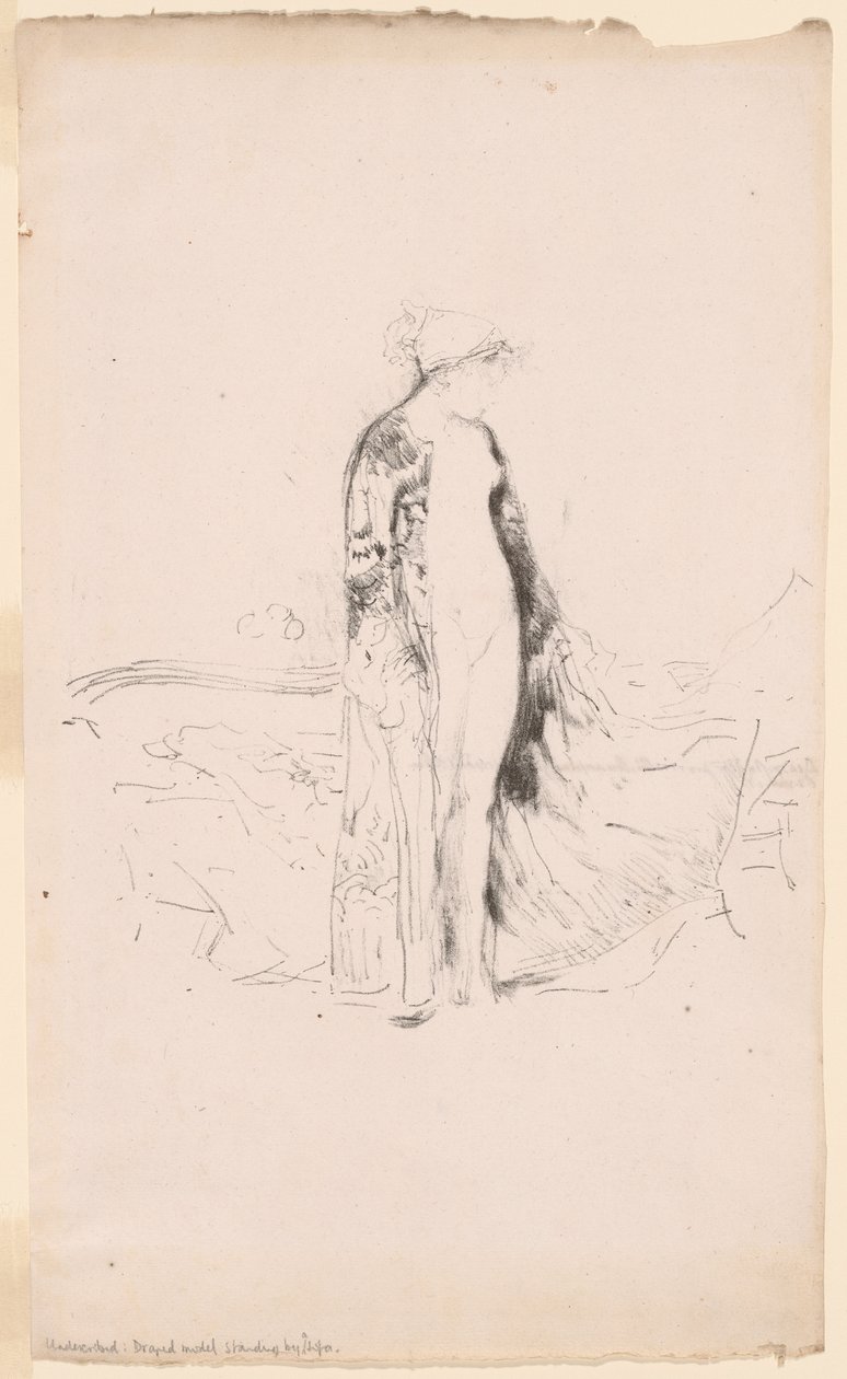 Draped Model, Standing by a Sofa by James Abbott McNeill Whistler