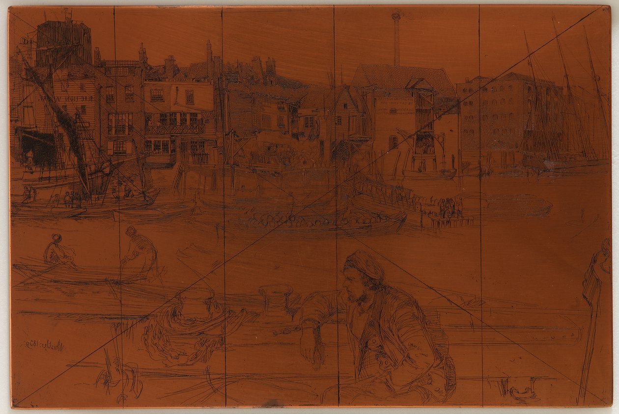 Etching Plate: Black Lion Wharf by James Abbott McNeill Whistler