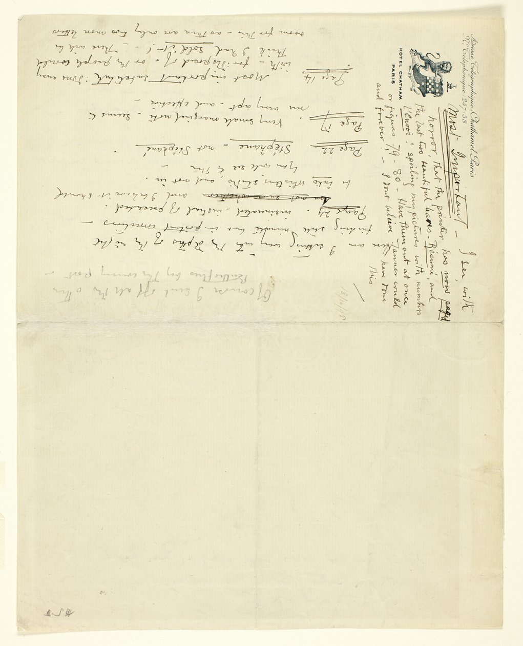 Letter to William Heinemann with Corrections for Eden versus Whistler: The Baronet and the Butterfly. A Valentine with a Verdict by James Abbott McNeill Whistler