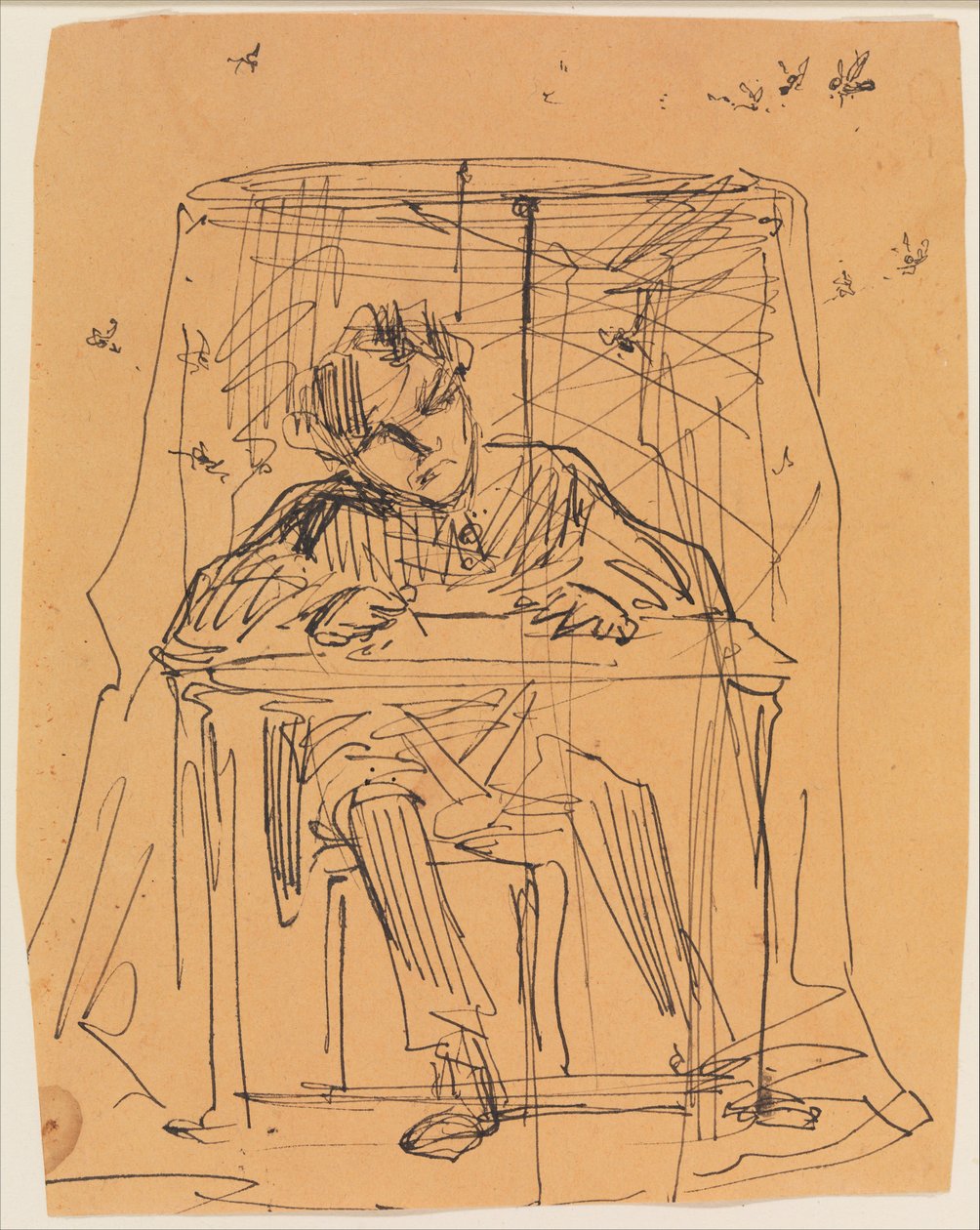 Man at Table beneath Mosquito Net (from Sketchbook) by James McNeill Whistler