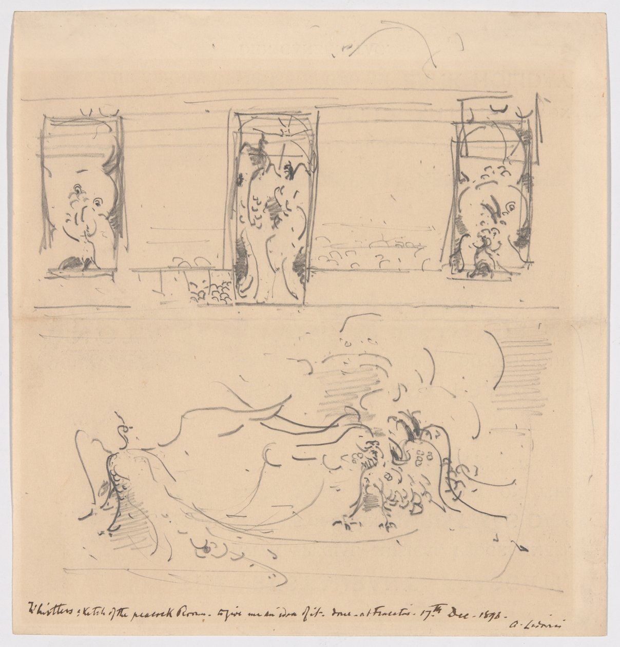 Sketch of the Peacock Room by James McNeill Whistler