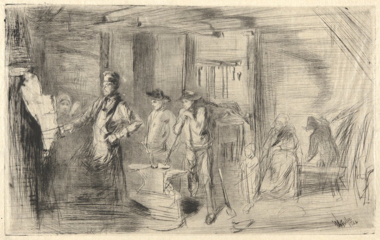 The Forge, from the Thames Set (A Series of Sixteen Etchings of Scenes on the Thames and Other Subjects) by James Abbott McNeill Whistler