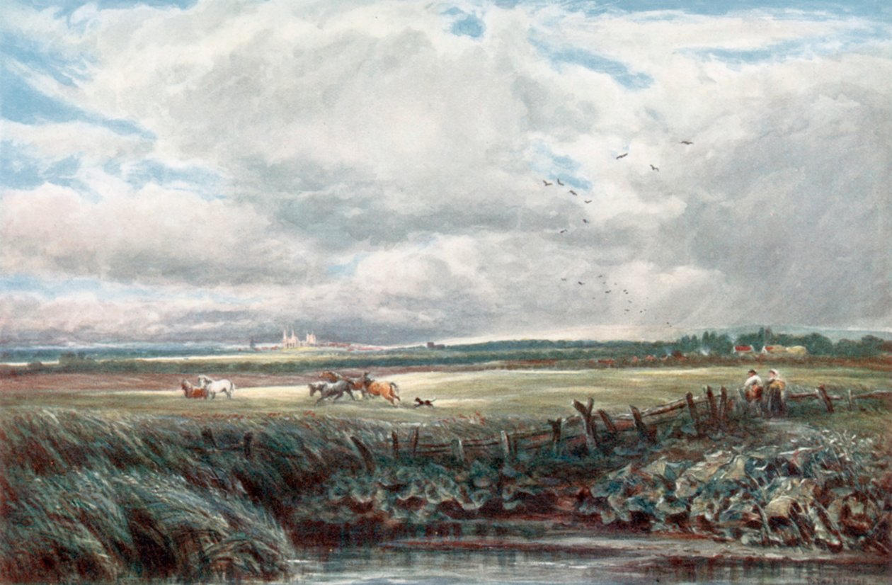 Distant View of Peterborough Cathedral: The First Burial-Place of Mary Queen of Scots by James Orrock