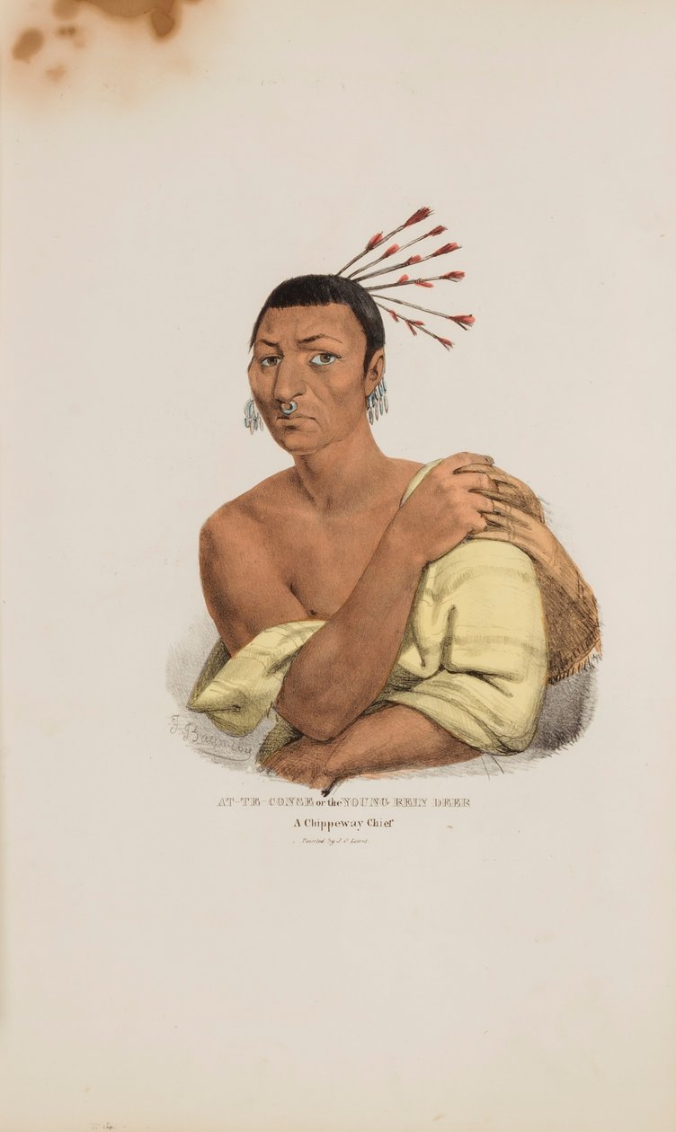AT-TE-CONSE or the Young Rein Deer; A Chippeway Chief, from The Aboriginal Portfolio by James Otto Lewis