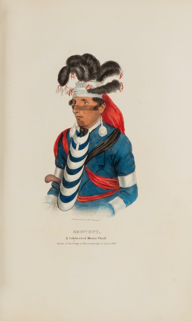 BREWETT; A Celebrated Chief Miami Chief, from The Aboriginal Portfolio by James Otto Lewis
