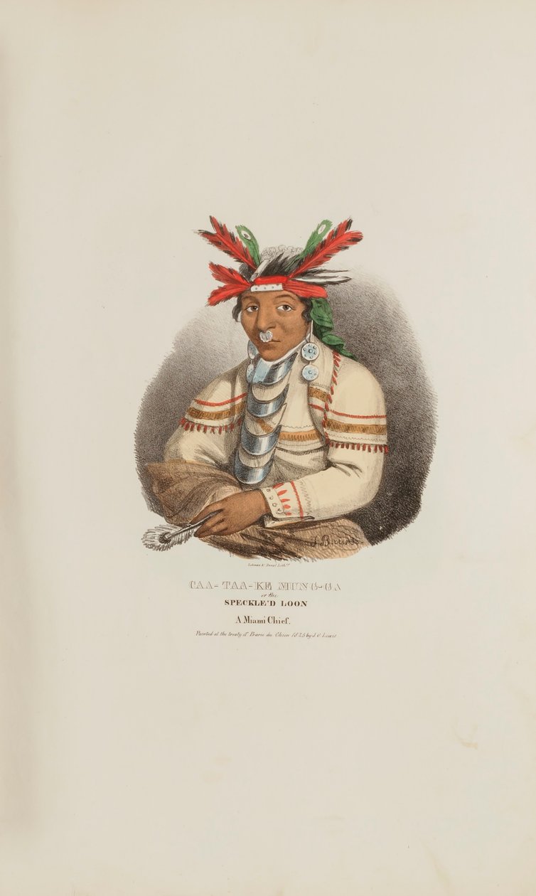 CAA-TAA-KE MUNG-GA or the Speckled Loon, A Miami Chief, from The Aboriginal Portfolio by James Otto Lewis