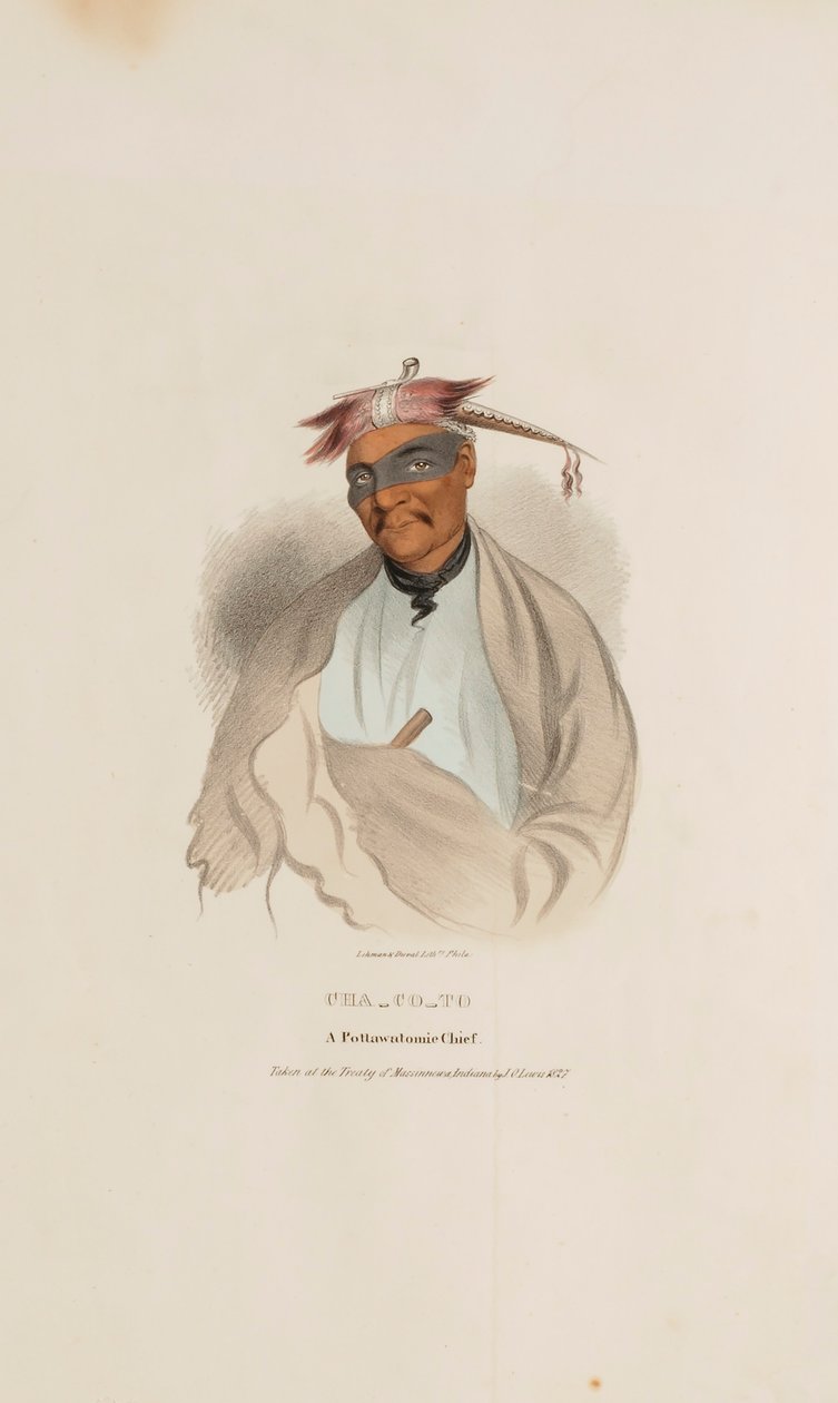 CHA-CO-TO, A Pottowattomie Chief, from The Aboriginal Portfolio by James Otto Lewis