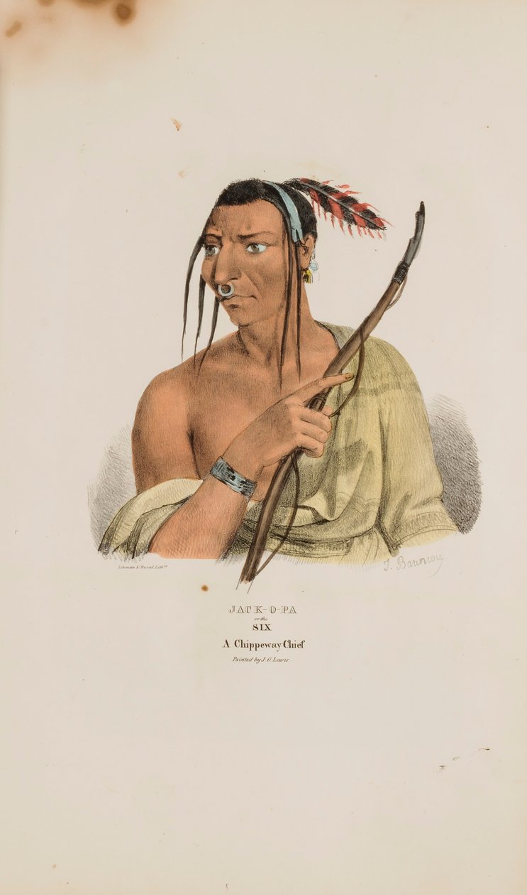 JACK-O-PA or the Six; A Chippeway Chief, from The Aboriginal Portfolio by James Otto Lewis