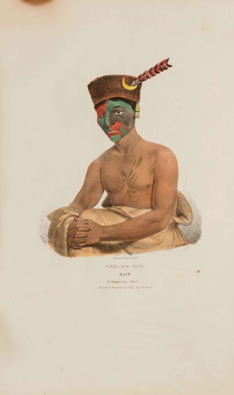 KEE-ME-ONE or Rain; A Chippeway Chief, from The Aboriginal Portfolio by James Otto Lewis
