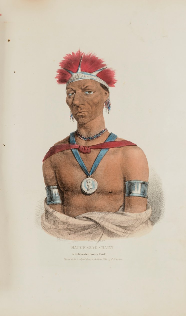MAUCK-COOMAUN; A Celebrated Ioway Chief, from The Aboriginal Portfolio by James Otto Lewis
