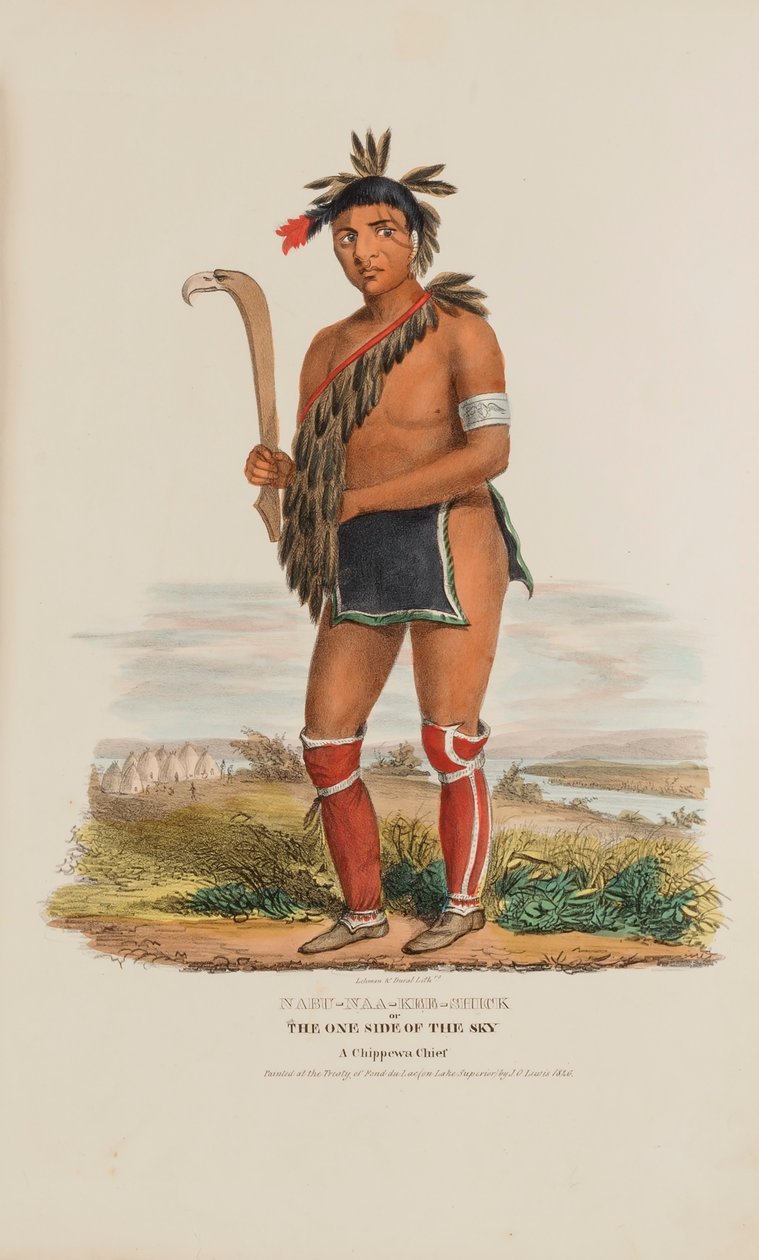 NABU-NAA-KEE-SHICK or The One Side of the Sky, A Chippewa Chief, from The Aboriginal Portfolio by James Otto Lewis