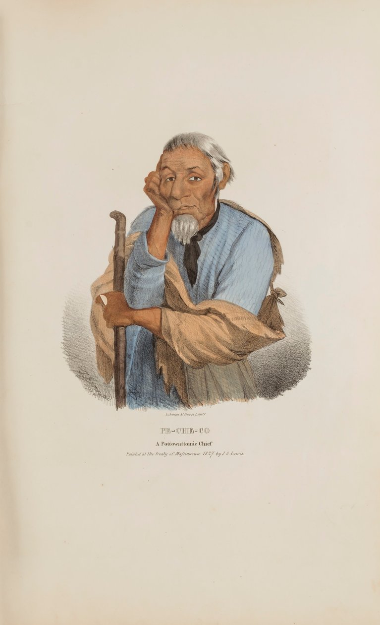 PE-CHE-CO; A Pottowattomie Chief, from The Aboriginal Portfolio by James Otto Lewis