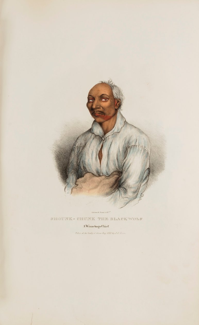 SHOUNK-CHUNK the Black Wolf; A Winnebago Chief, from The Aboriginal Portfolio by James Otto Lewis