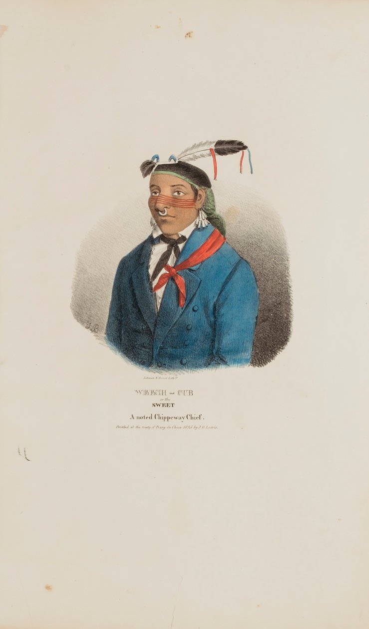 WEESH-CUB or the Sweet; A Noted Chippeway Chief, from The Aboriginal Portfolio by James Otto Lewis