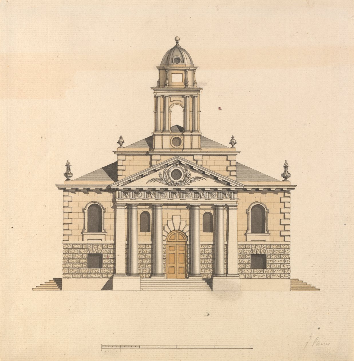 Design for a Church: Elevation of the West Front by James Paine