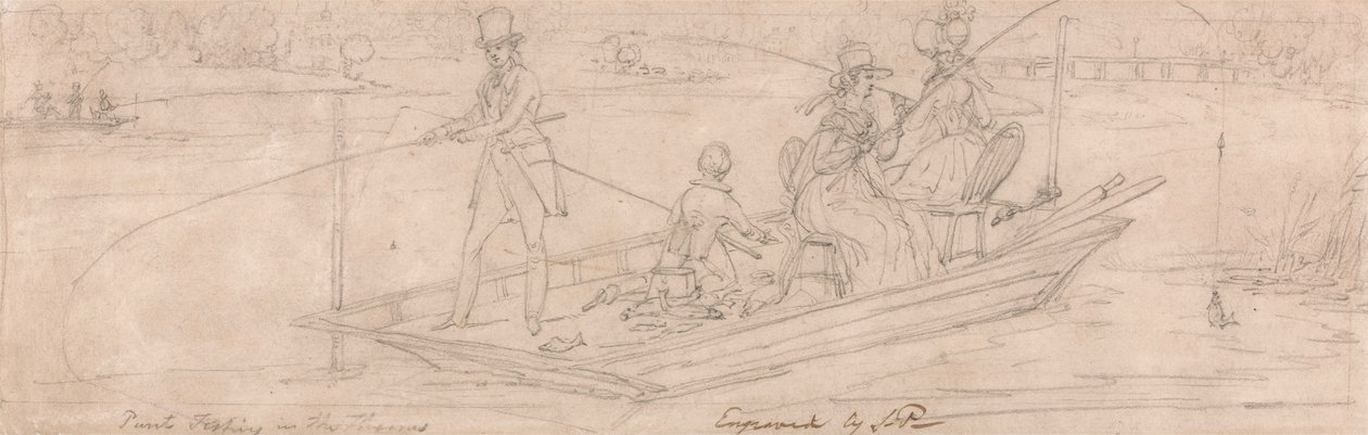 Punt Fishing in the Thames by James Pollard